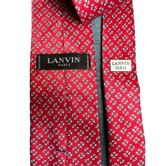 Lanvin Paris red silk floral Tie - Picture 3 of 4